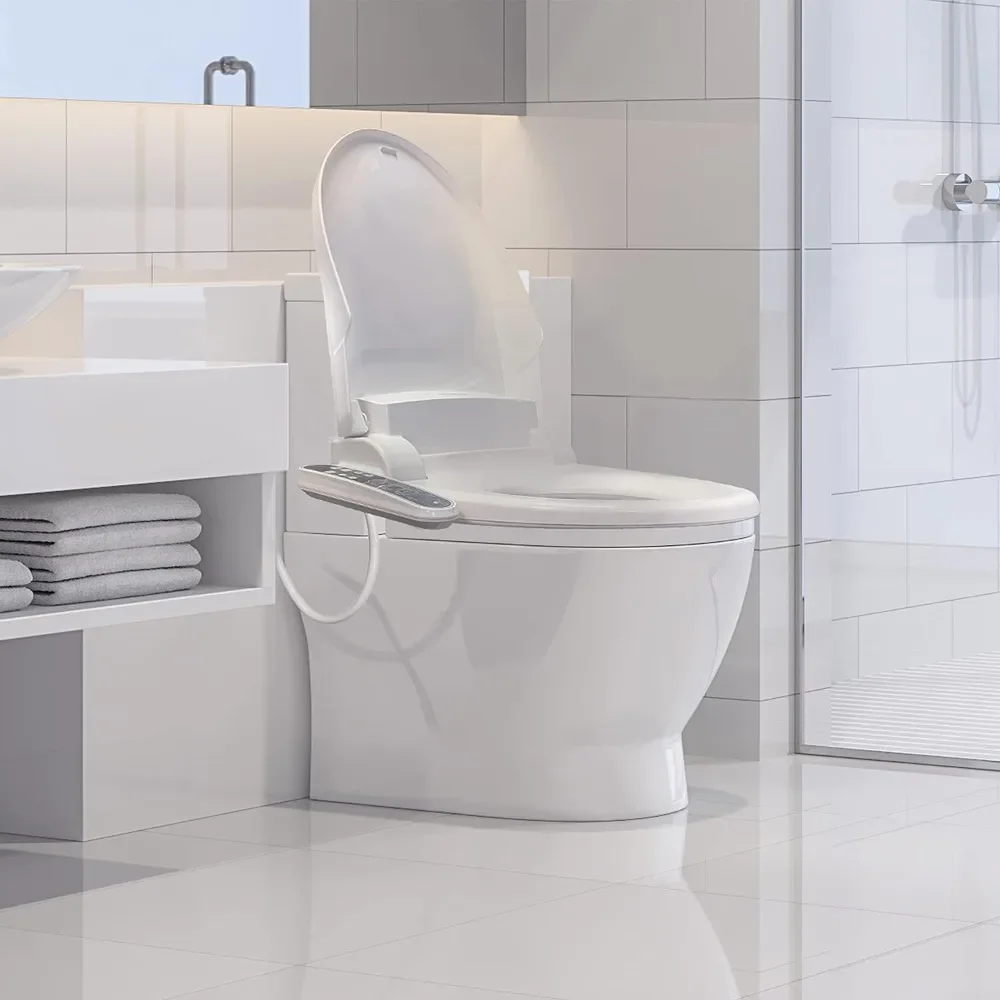 SmartBidet SB-2000 Bidet Seat for Elongated Toilets - Electronic Heated Toilet Seat with Warm Air Dryer and Temperature White