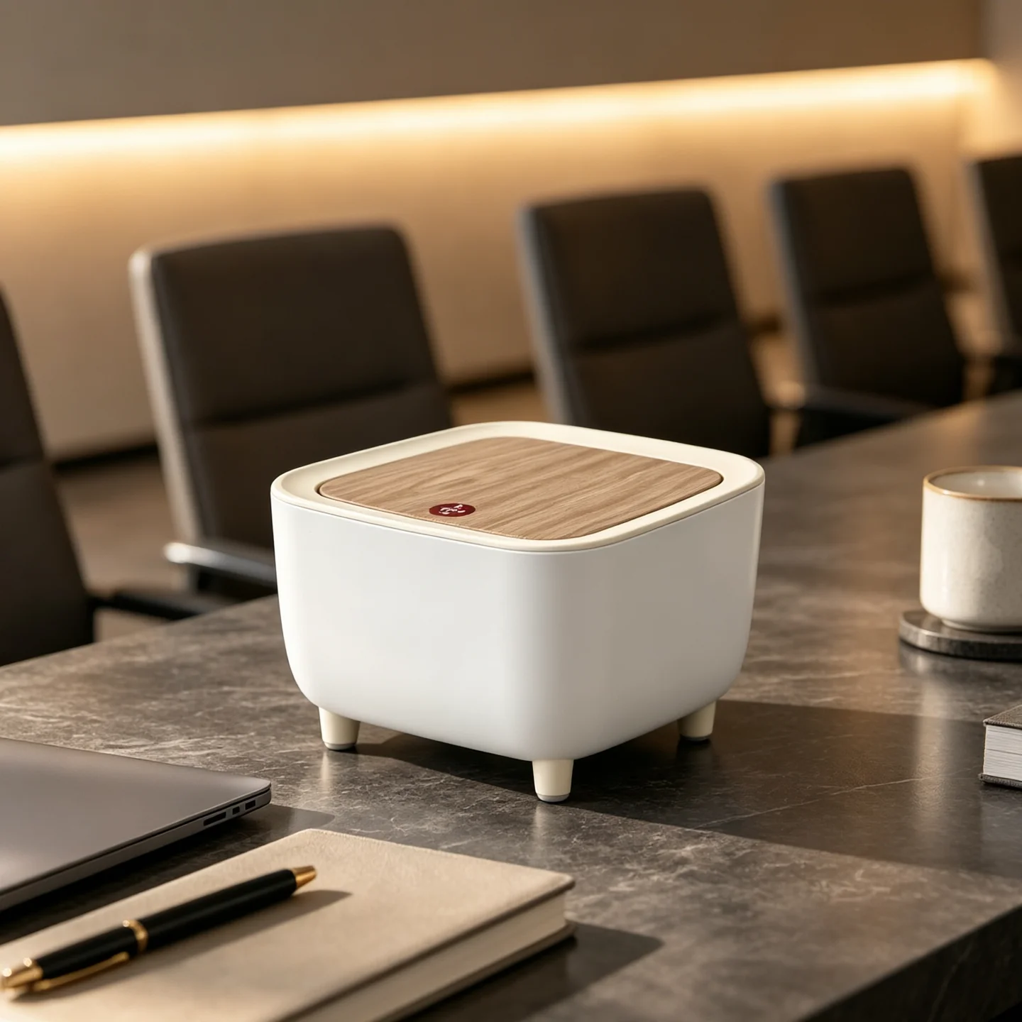 Modern Decorative Tabletop Waste Bin, Square Press-Top Design Trash Can for Bedroom, Study & Office