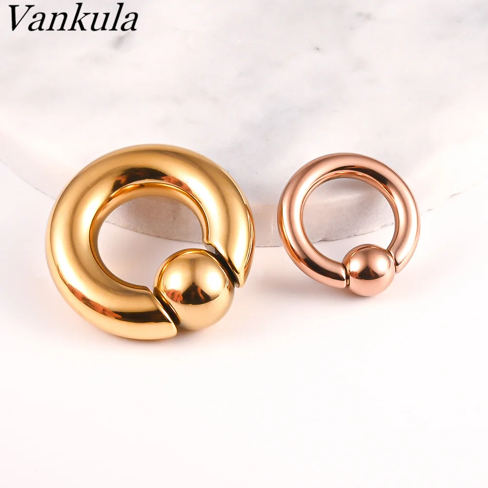 Vankula 2pcs Ear Plug Tunnels 316L Stainless Steel Piercing Captive Hoop Ear Gauges Weights for Flesh Piercing  Body Jewelry