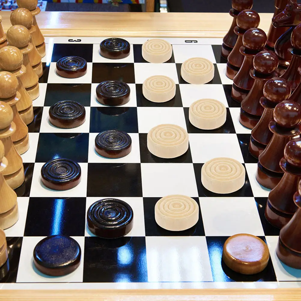 72Pcs Wooden Board Game Pieces Smooth Round Backgammon Chess Checkers Pieces Sturdy Safe Wood Material Portable Gift Accessory