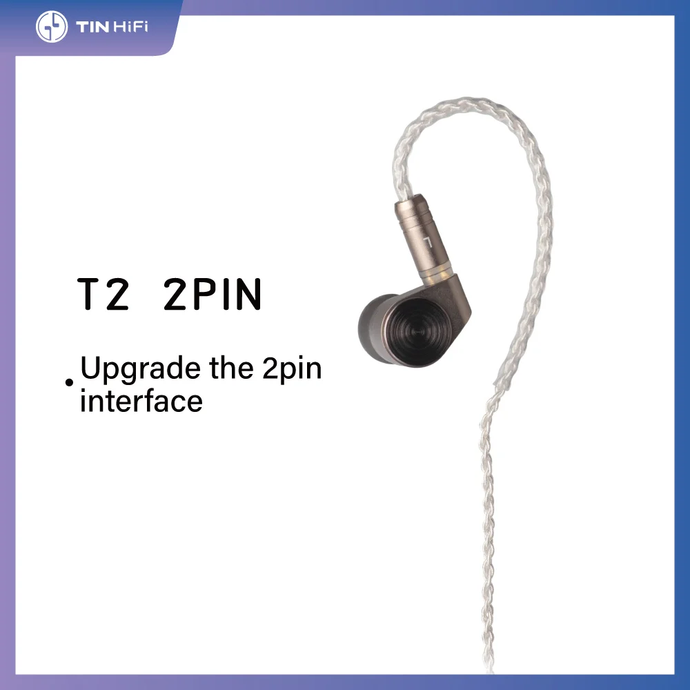 TINHIFI T2 Wired In Ear IEMs HIFI Earphone 2DD Double Dynamic Driver Metal Bass Monitor with Detachable 2Pin 0.78mm 3.5mm Cable