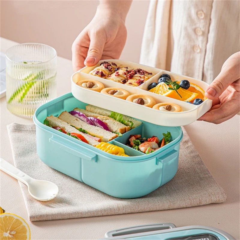 Insulated Lunch Box Oval Sealed Fresh-keeping Double Layered Increased Capacity Household Essential Adult Student Office Workers