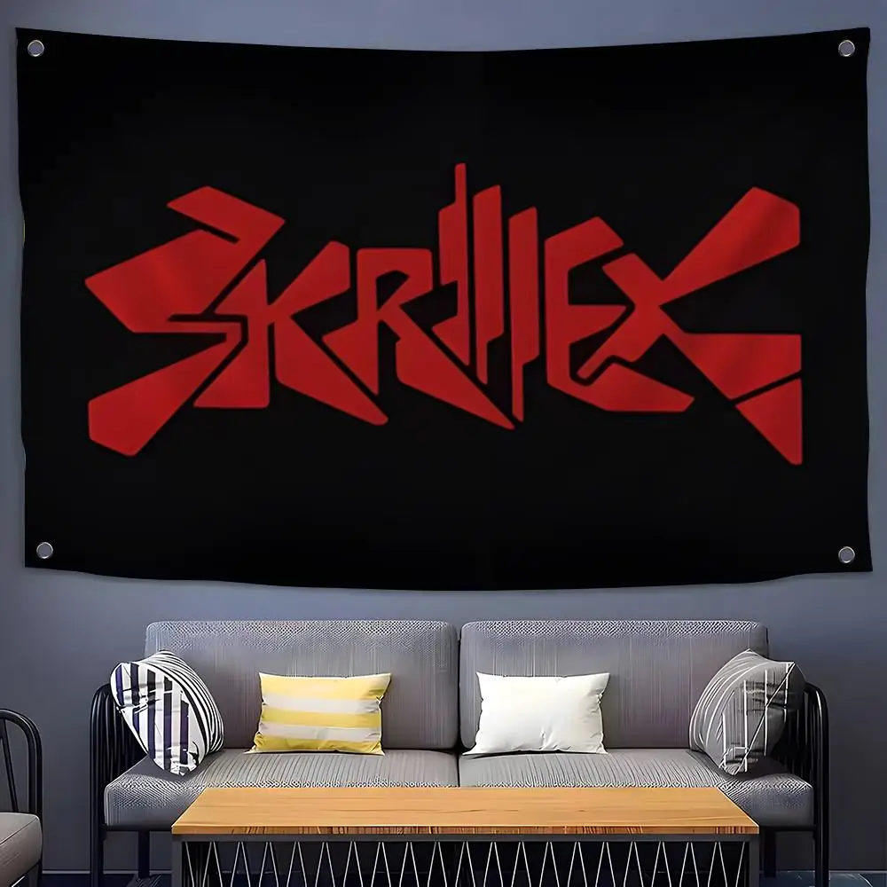 Bandeiras para Quarto, Casa, Exterior, Decoração de Parede, Impressão de Concerto, Decoração de Fundo, Banner Artístico S-Skrillex