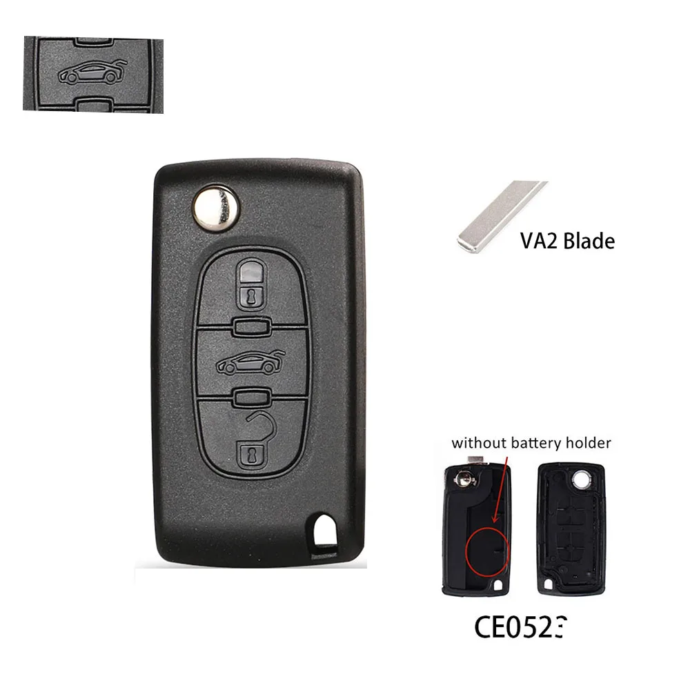 Remote Car Key Shell Fob For Peugeot 207 307 308 407 607 807 For Citroen C2 C3 C4 C5 C6 Flip 3 Button HU83/VA2 Blade CE05 36/23