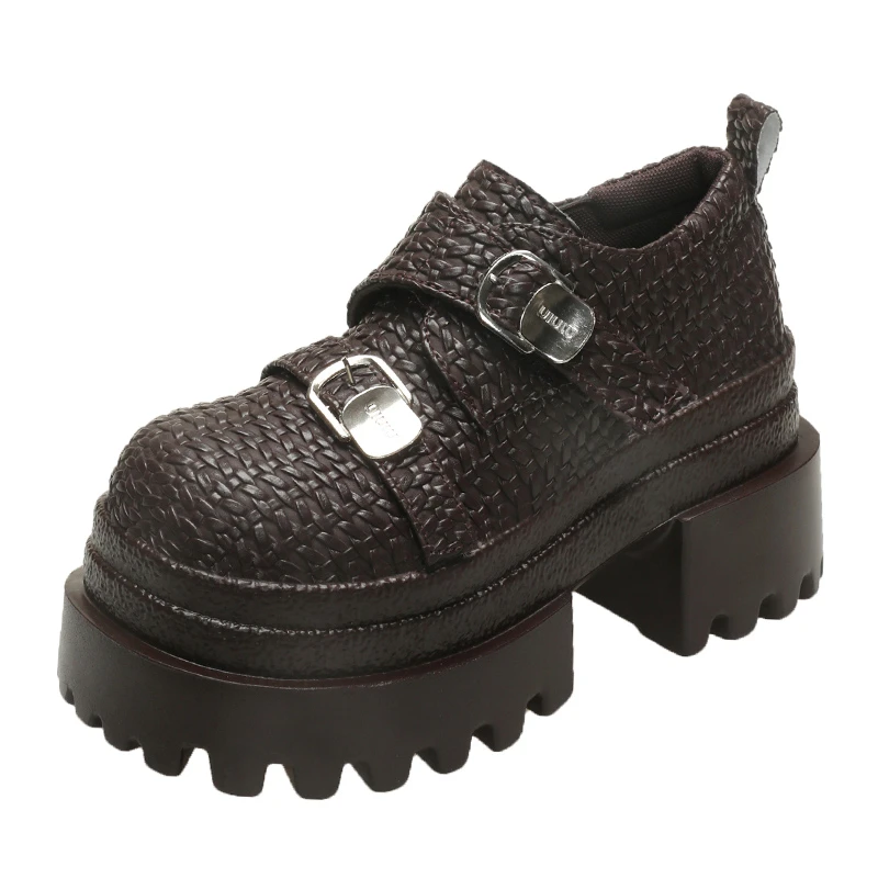 Gothic Black Platform Shoes Rock Metal Daddy Shoes Men's and Women's Punk Small Leather Shoes Muffin Bottom Heightened Single Sh