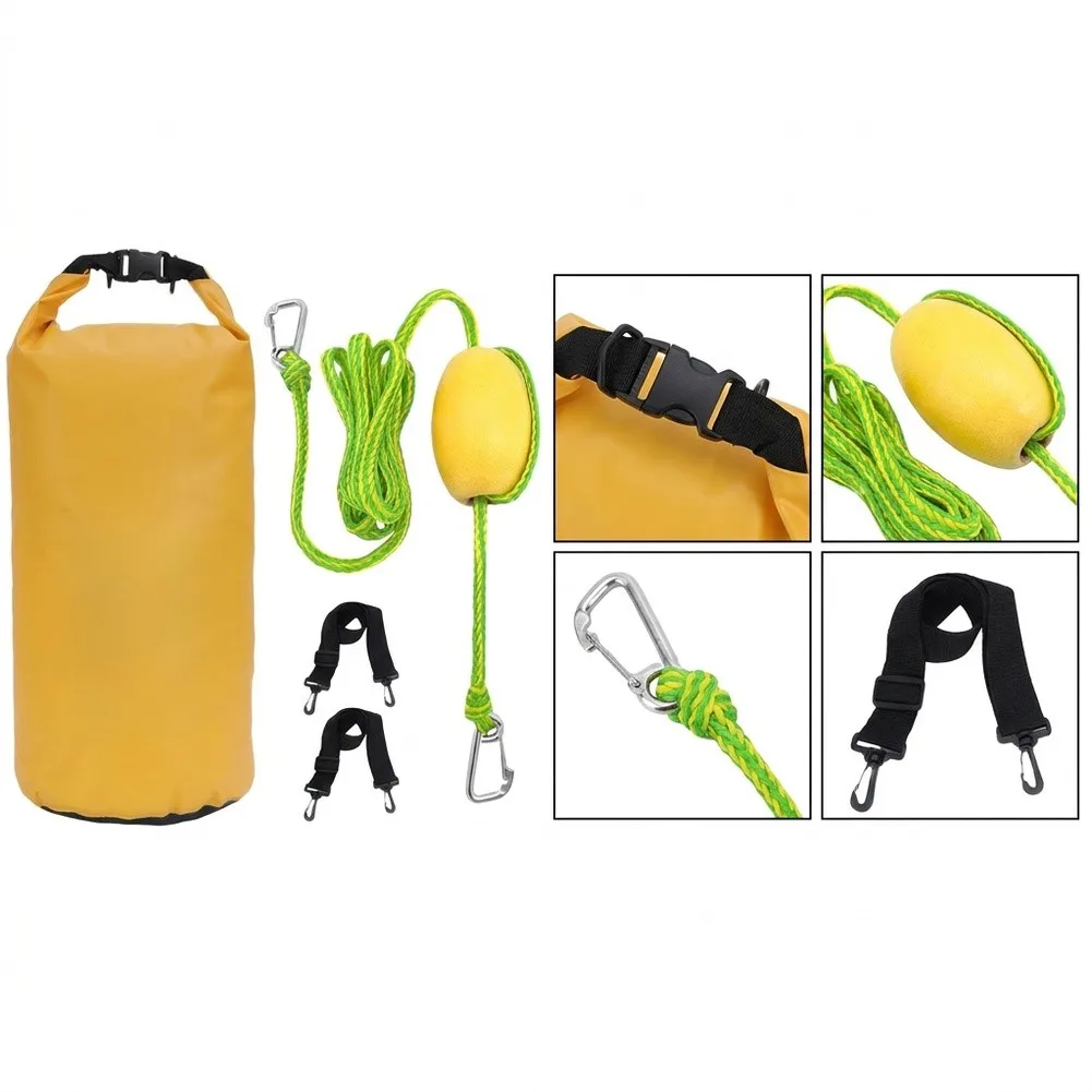 For kayak Tow Equipment 3.7m Rope with Floating Marker Buoy and Backpack Style Dry Bag for Comfortable Gear Transport