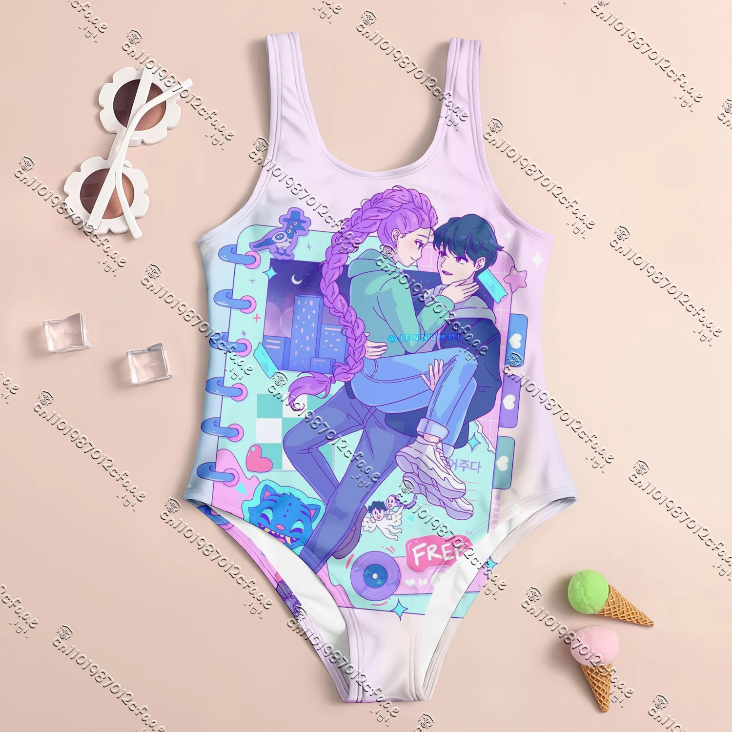 

25 New Miniso Demon Hunters 3D Print One-Piece Swimsuit Summer Kids Girls Women's Swimsuit Beach Quick-Drying Cute Clothes