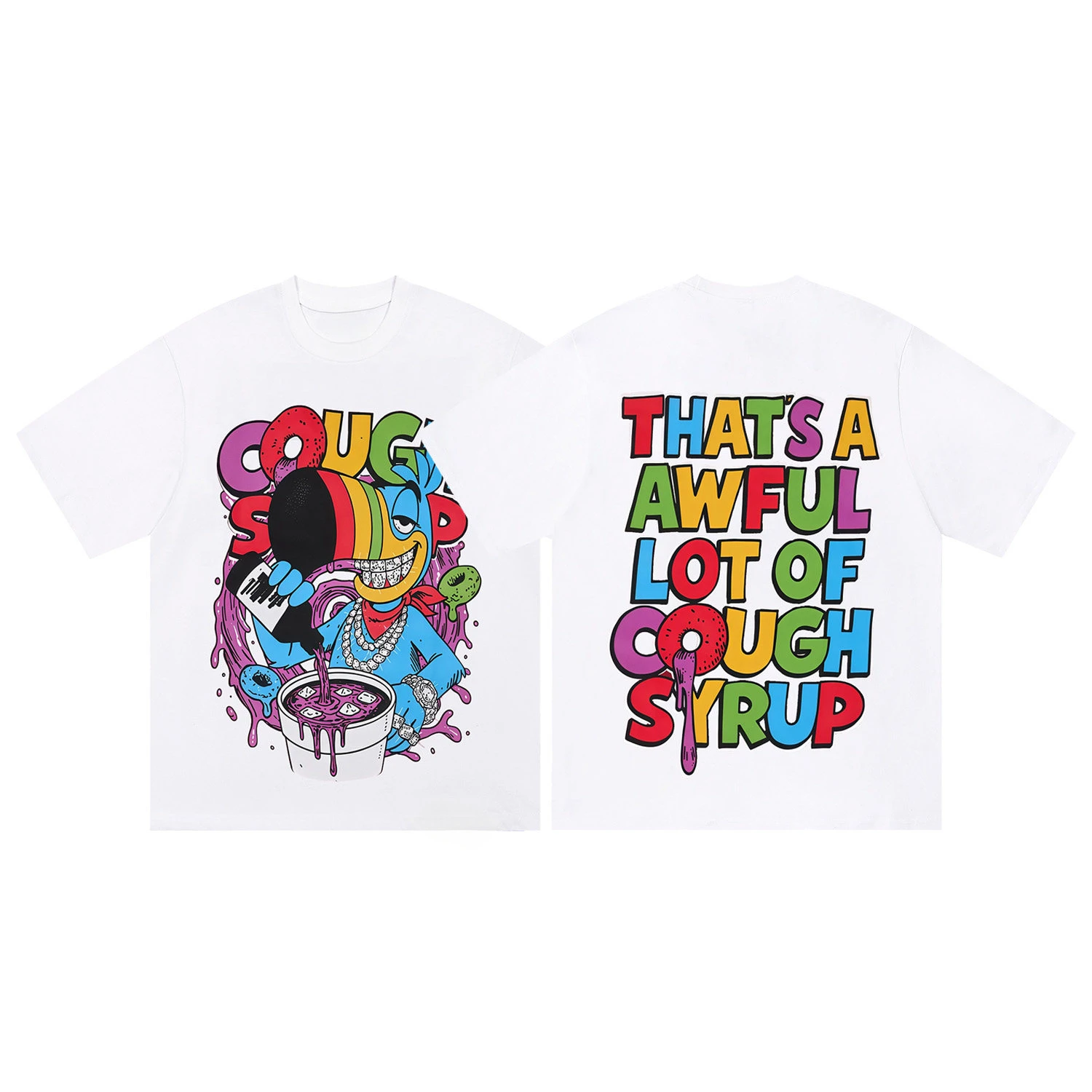 Best That A Lot of Awful Cough Syrup American-style High Street Short-sleeved T-shirt for Both Men and Women Cotton