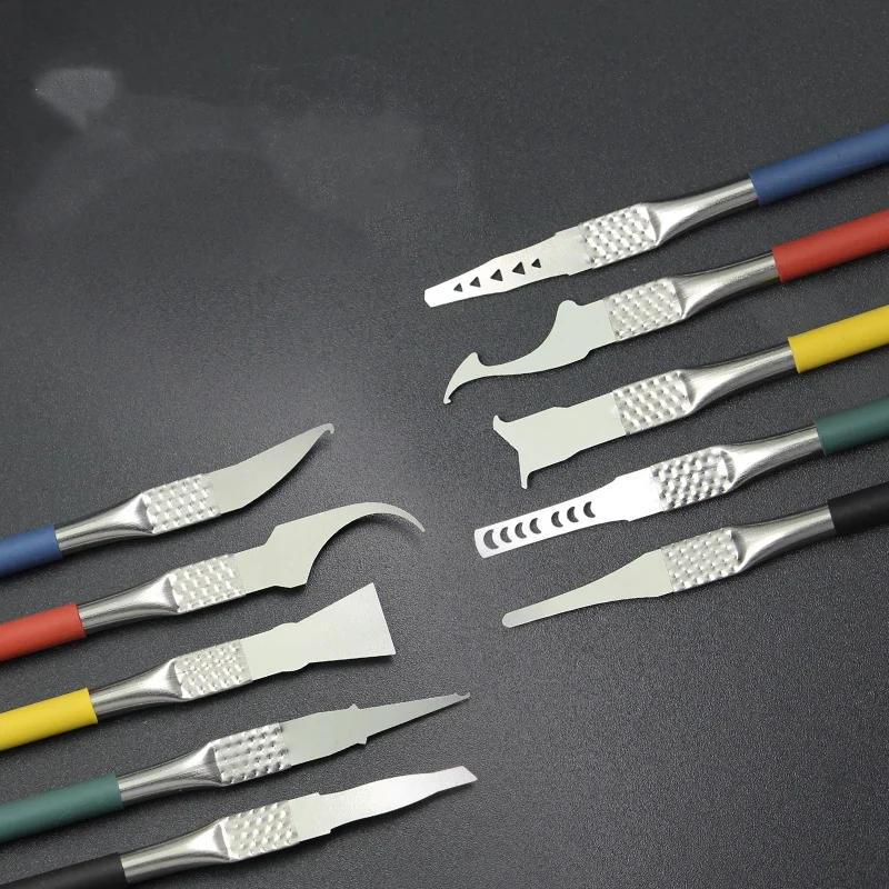 10 IN 1 Double-headed CPU Glue Remove Crowbar Set Multi-function Prying Knife for Phone PCB Board Repair Rework Thin Balde Tool