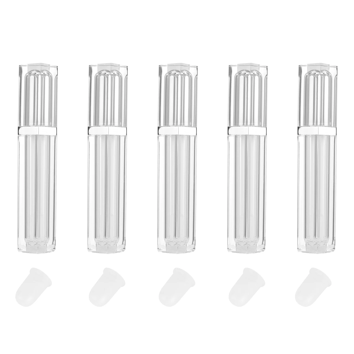 5Pcs Lip Gloss Empty Tubes Premium Quality Mini Square Containers for Travel Transparent Vials with Silver Lid Lip Balm