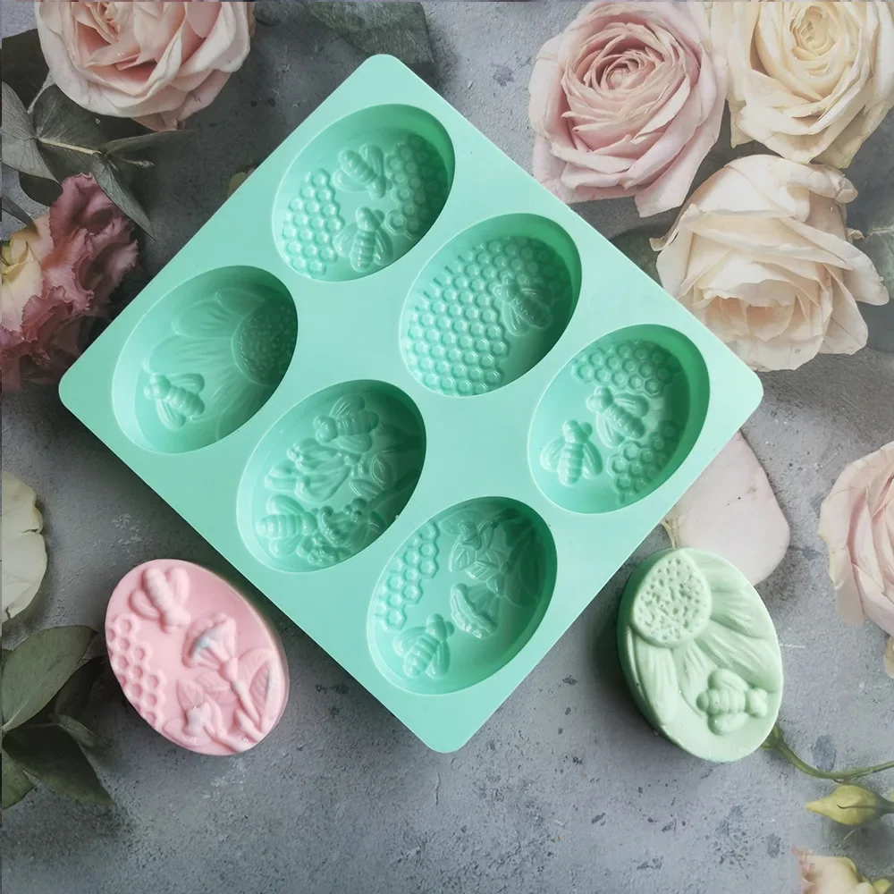 DIY 6 Styles Bee Silicone Soap Mold Handmade Ice Cream Jelly Pudding Chocolate Baking Multi-Purpose Mold Soap Baking Supplies