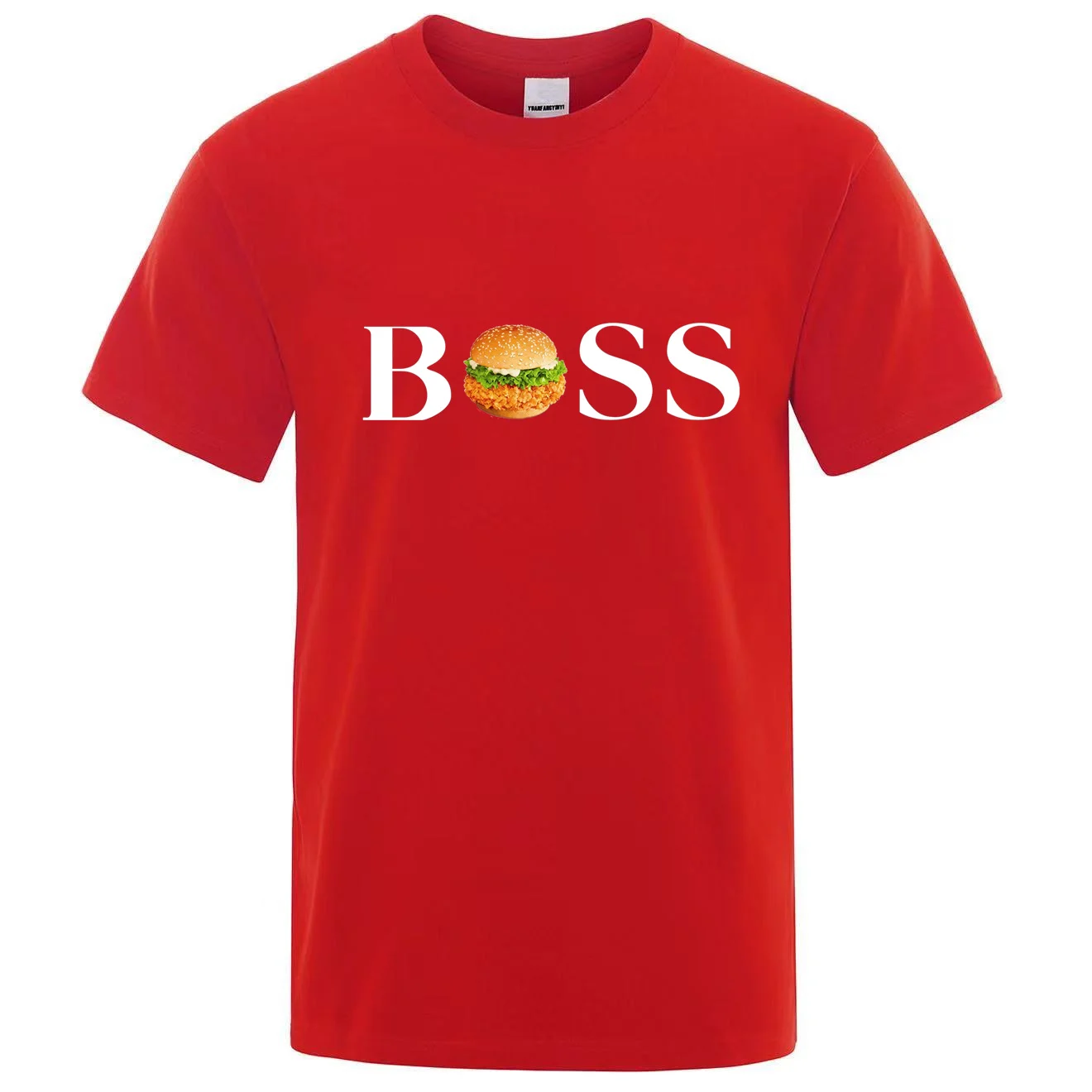 2024 Summer Burger Shop Men\'s and Women\'s Boss Employee T-shirt Sports Fashion Round Neck Harajuku Pure Cotton Top Short Sleeve