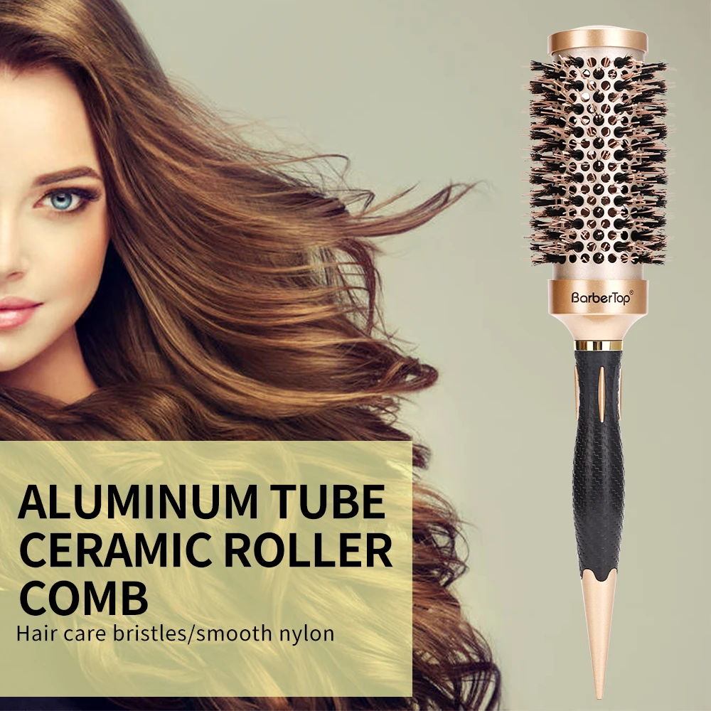 Salon Round Comb Curly Hair Rollers Brush 4 Sizes Hair Curlerl Boar Bristle Barrel Hair Curling Brush Hairdressing Styling Tools