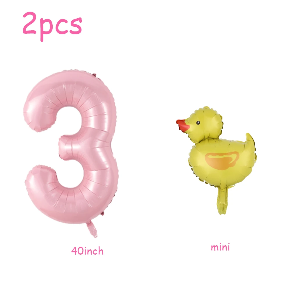 2 Stück kleine gelbe Ente Folienballons 40 Zoll rosa 0-9 Zahlenballons Junge Mädchen Geburtstag Party Dekorationen Babyparty Zubehör – Detail 5