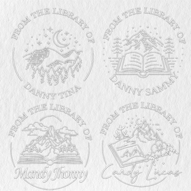 

Марка книги Муйна, персонализированный тисненый художник, декор для свадебных приглашений, штамп из тиснения бумаги