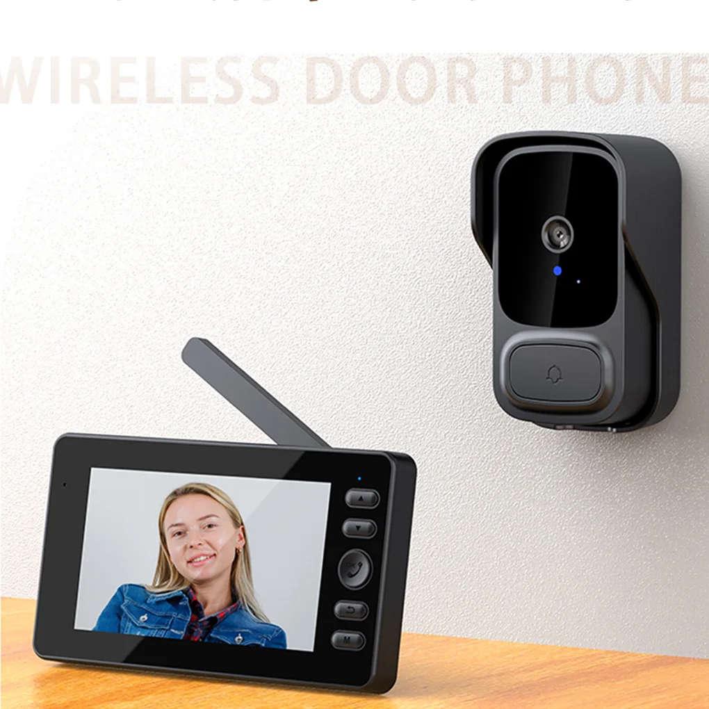 Wireless Video Doorbell 4.3in lPS Screen HD 1080P Night Vision Waterproof Visual Doorbell Camera Home Security Two-way Intercom