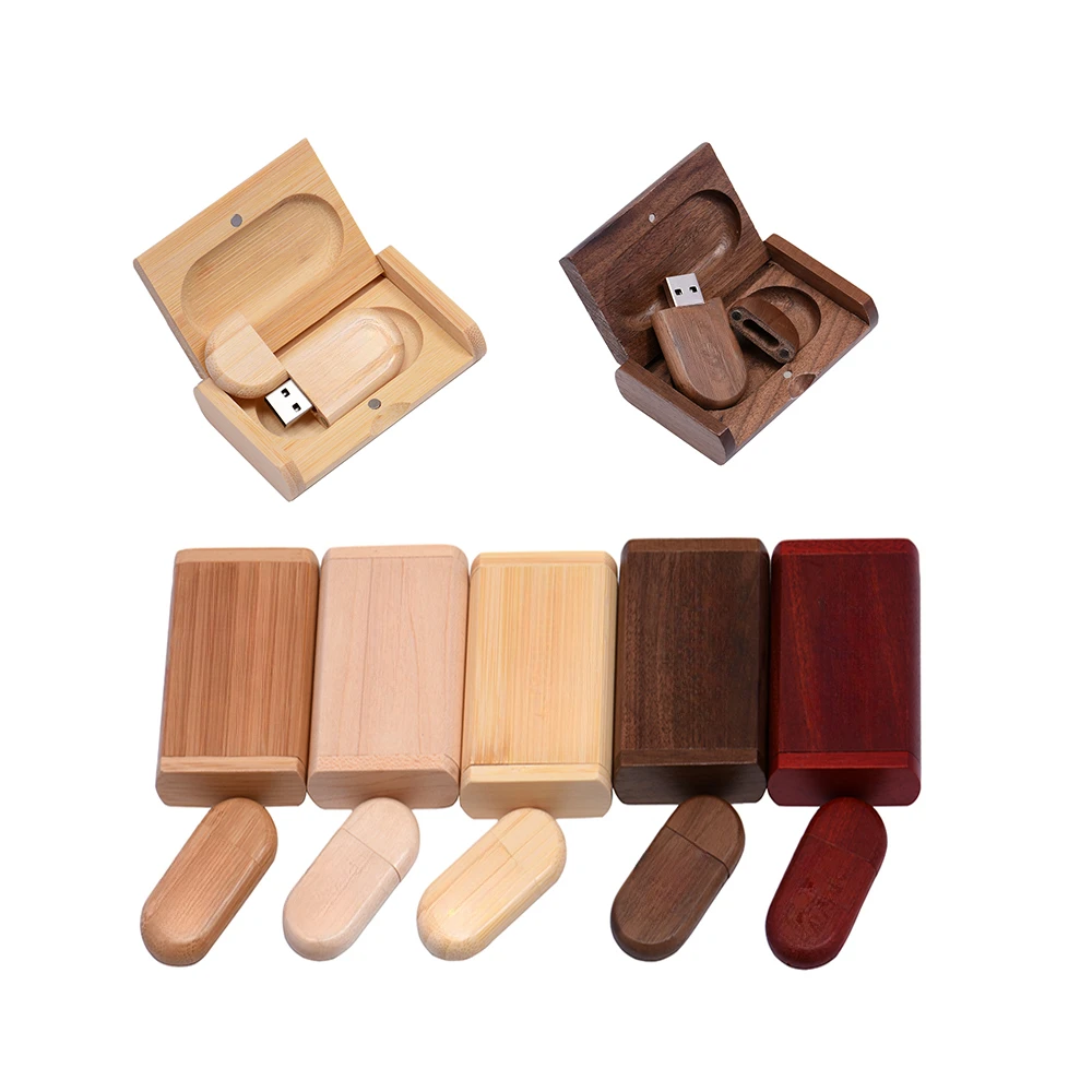 Wooden USB Flash Drive 128GB Wedding Gift Memory Stick 64GB High Speed Pen Drive 32GB Pretty Box USB Stick 16GB 8GB Maple Wood