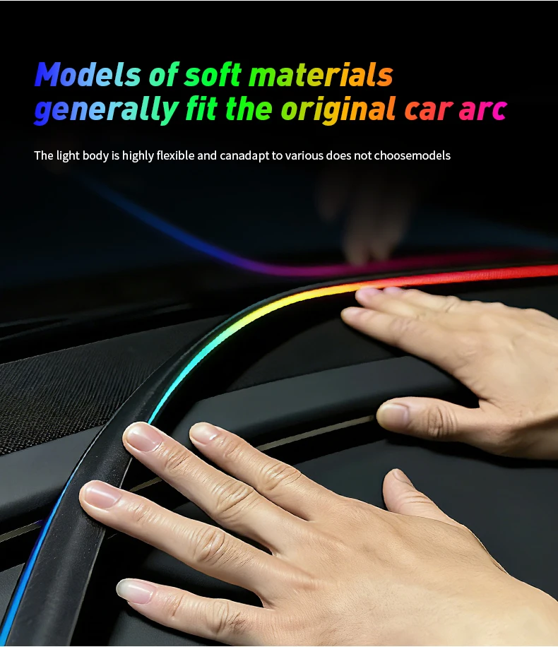 Auto-LED-Ambientelicht 140/150cm Frontscheibe Silikon-LED-Streifen Symphony mit Scanning USB Atmosphären-Kit App/Fernbedienung – Detail 8