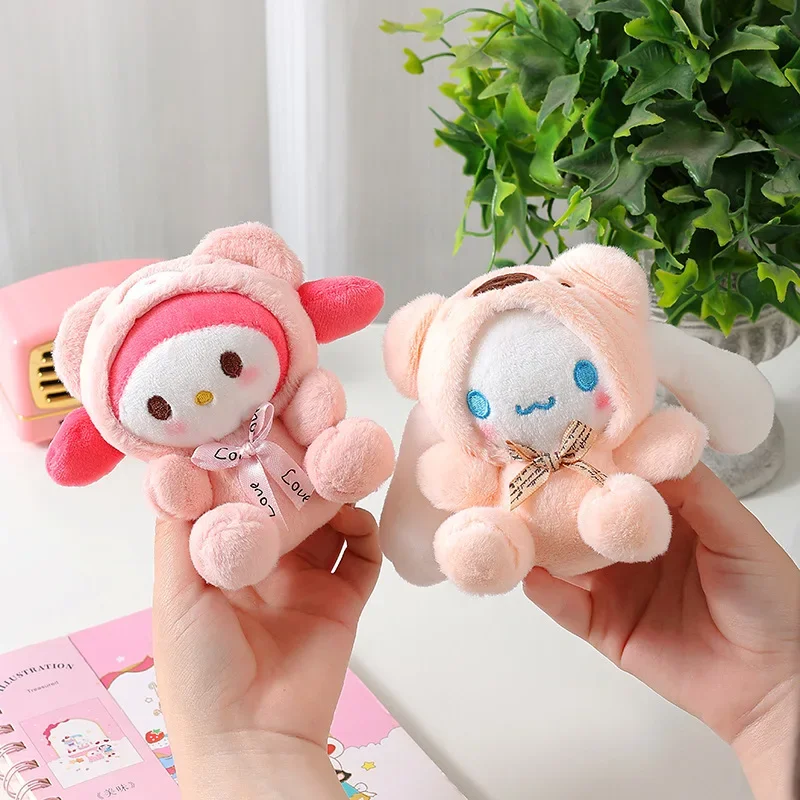 12cm Kawali Sanrio Plush Toy Kuromi Hello Kitty My Melody Cinnamoroll Soft Stuffed Keychain Doll Pendant Toy Girl Kids Xmas Gift