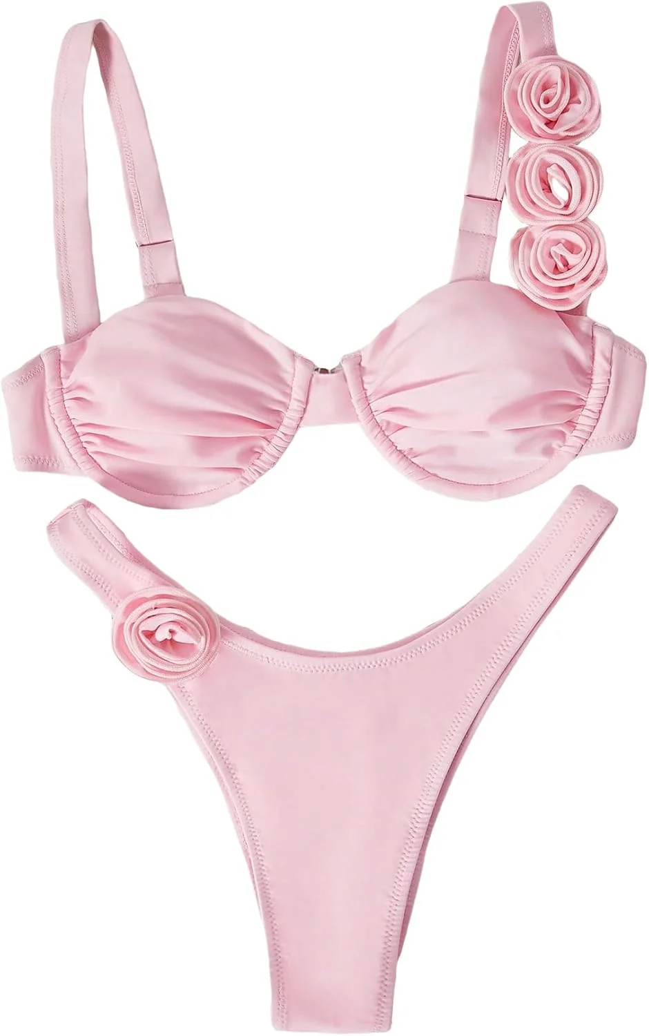 

Women's Two Piece Underwire Halter Top Thong Bottom Bikini Set Sexy Bathing Swimsuits