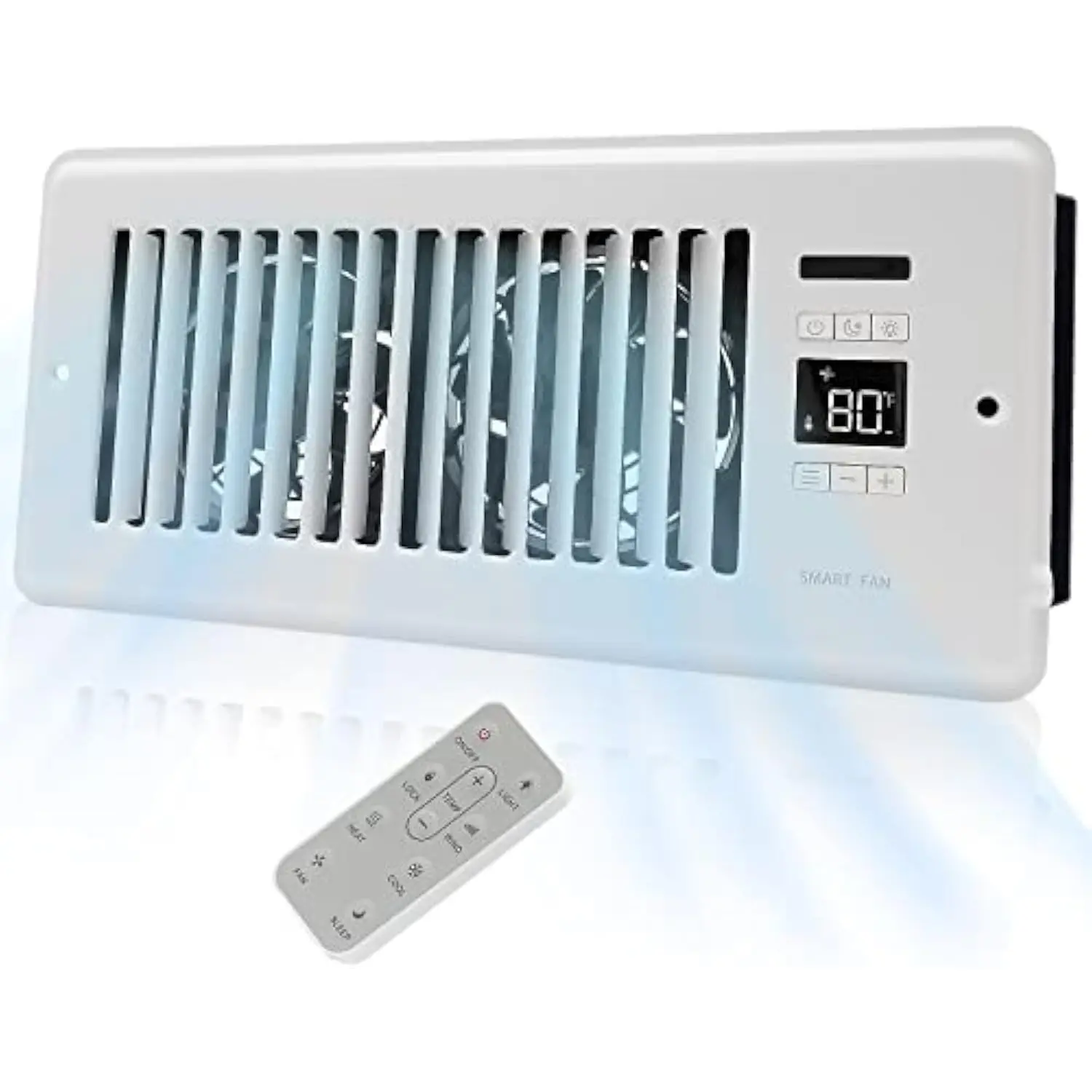

4'' x 10'' Super Quiet Register Booster Fan with Precision Thermostat Control - Ac Vent Booster Fan for Floor to Heating and Co