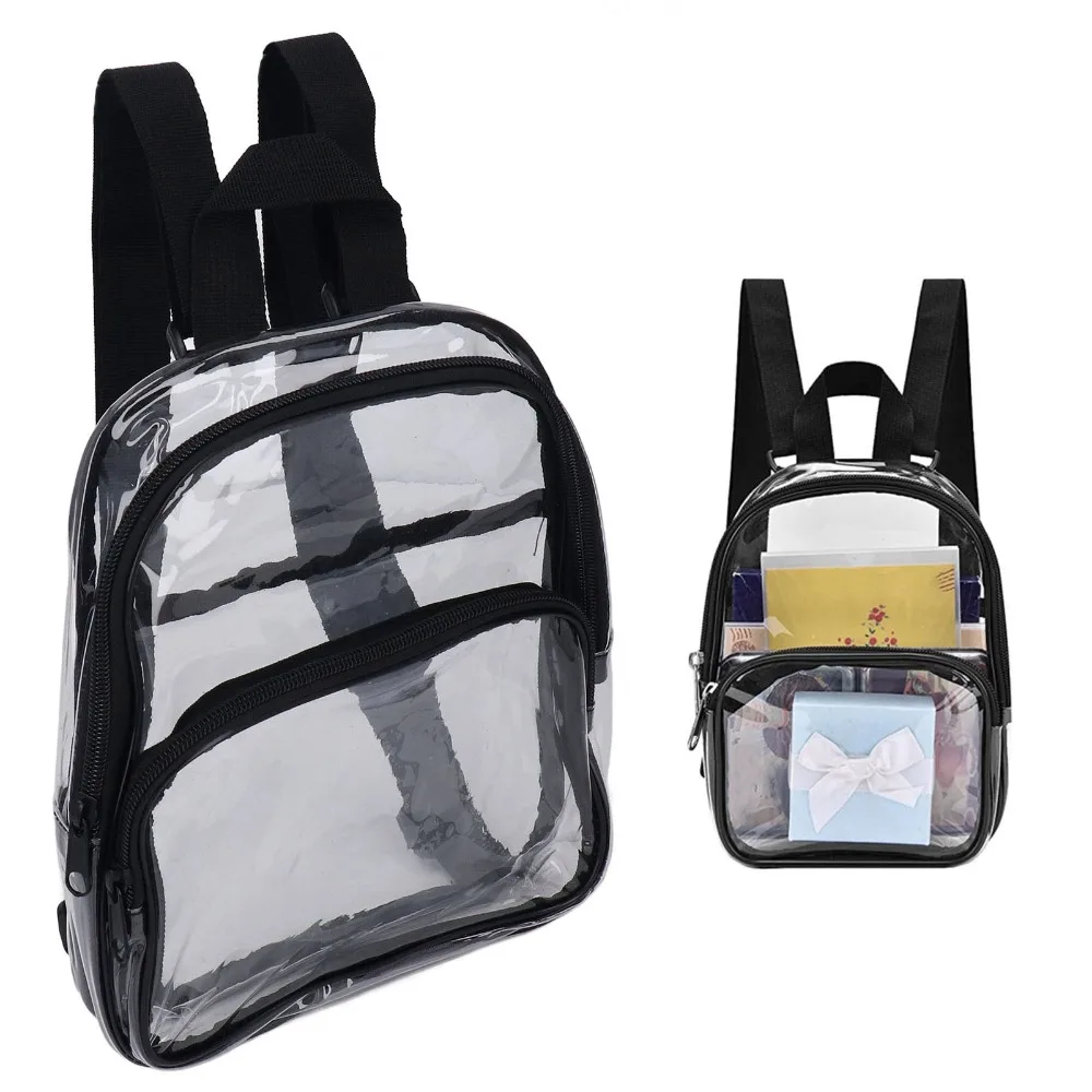 Durable PVC Transparent Backpack Heavy Duty Adjustable Mini Backpack See Through Backpack Concerts Festival