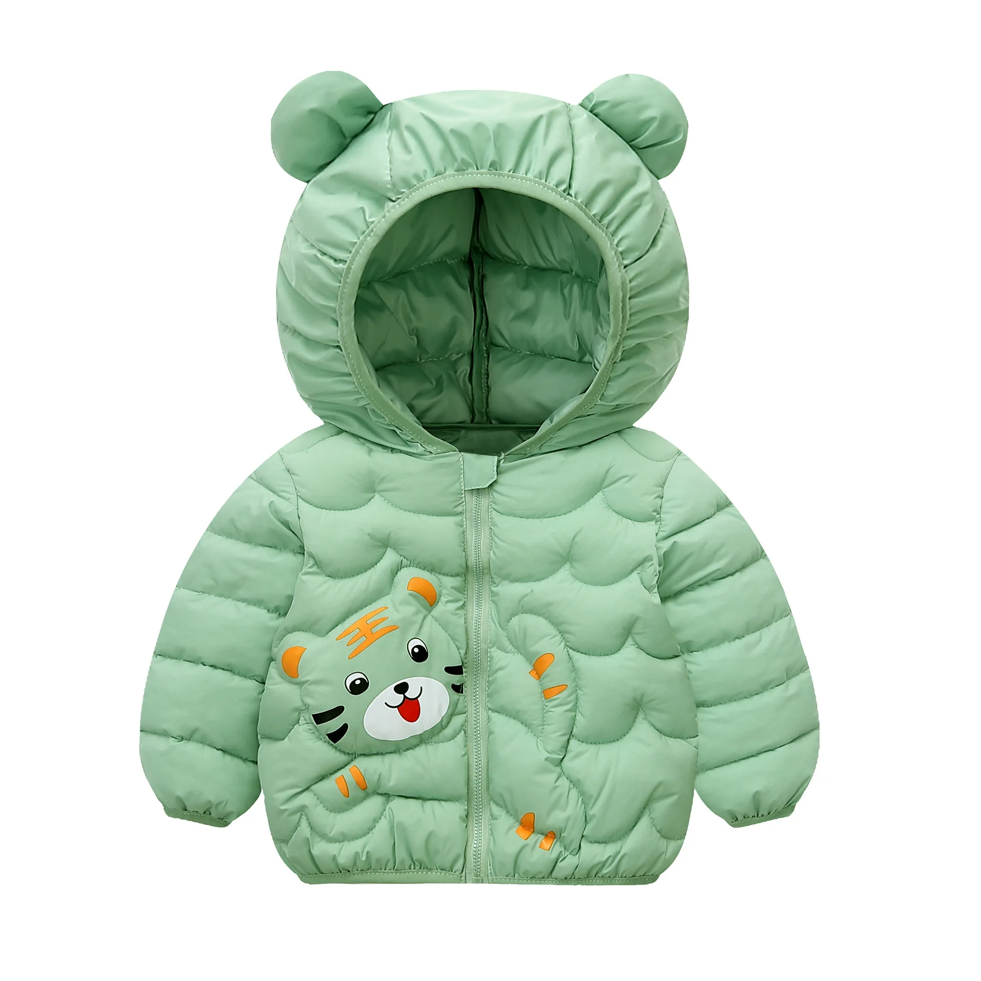 Toddler Boys Girls Autumn Children Warm Cartoon Print Hooded Down Jackets Coat Baby Kids Zipper Ski Outerwear Children Clothing