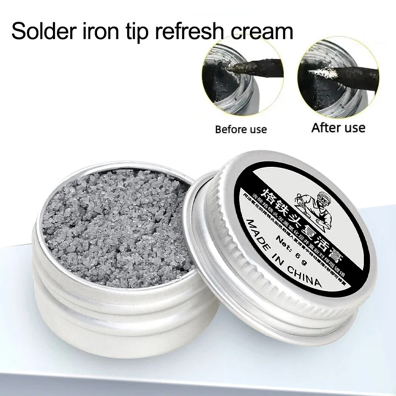 Electrical Soldering Iron Tip Aluminum Box Plaster Refresher Non-stick Tin Black Oxidation Clean Resurrection Paste Cream