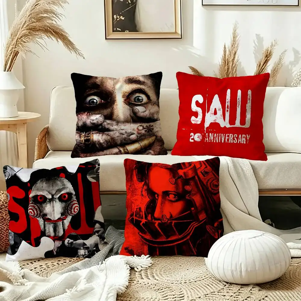 Vintage Saw Horror Movie Pillowcase toon Gift Cushion Cover Bedroom Home Sofa Chair Seat Decor pillow case