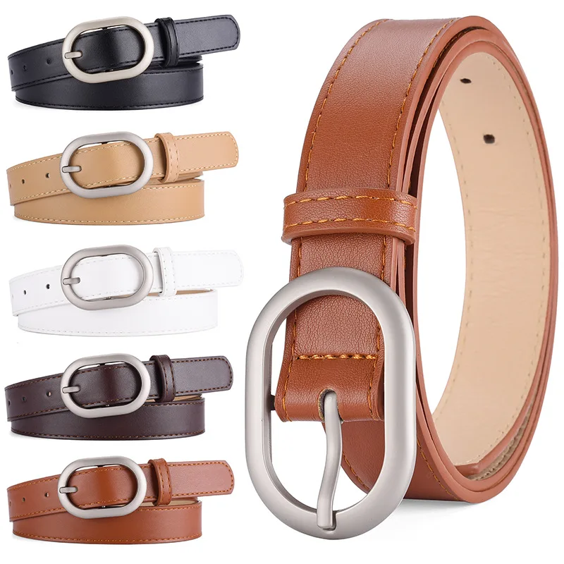 Fashion Luxury Designer Belts For Women Solid Color Elliptic Needle Buckle Waistband Lady High Quality PU Leather Pants Belt