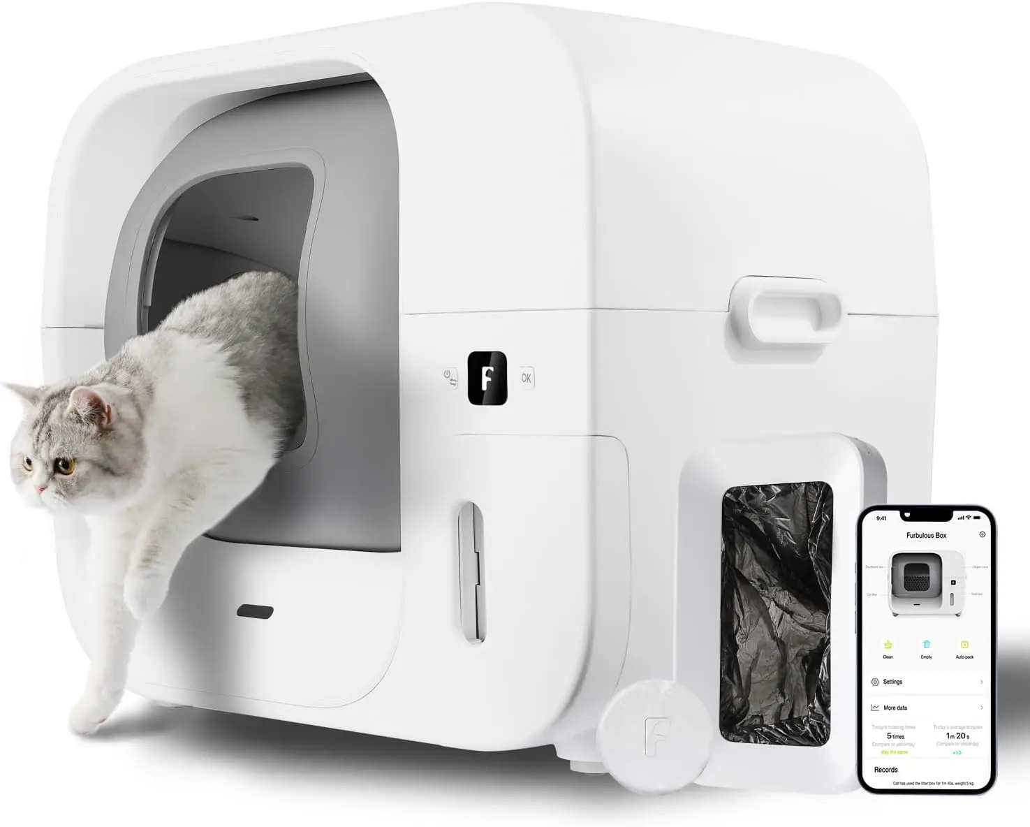 True Odor-Free Self Cleaning and Packing Litter Box Automatic Cat Litter Box with Self-Pack and Refill System APP Control