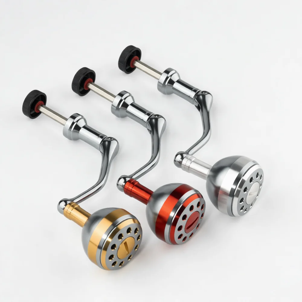 Full Metal Spinning Fishing Reel Handle Upgrade Parts Aluminum Alloy CNC Rocker Arm Ergonomic Grip Replacement Accessory