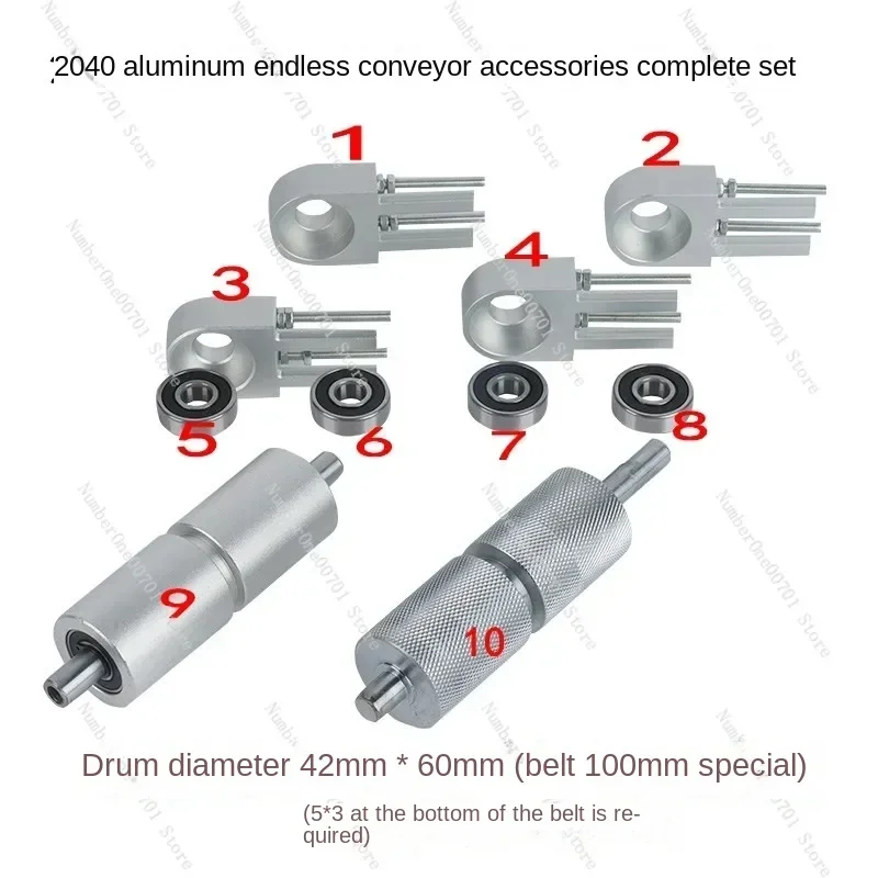 Conveyor Belt Accessories Full Set of Active Roller Roller Frameless Conveyor 2040 Aluminum Seat CNC Processing Model