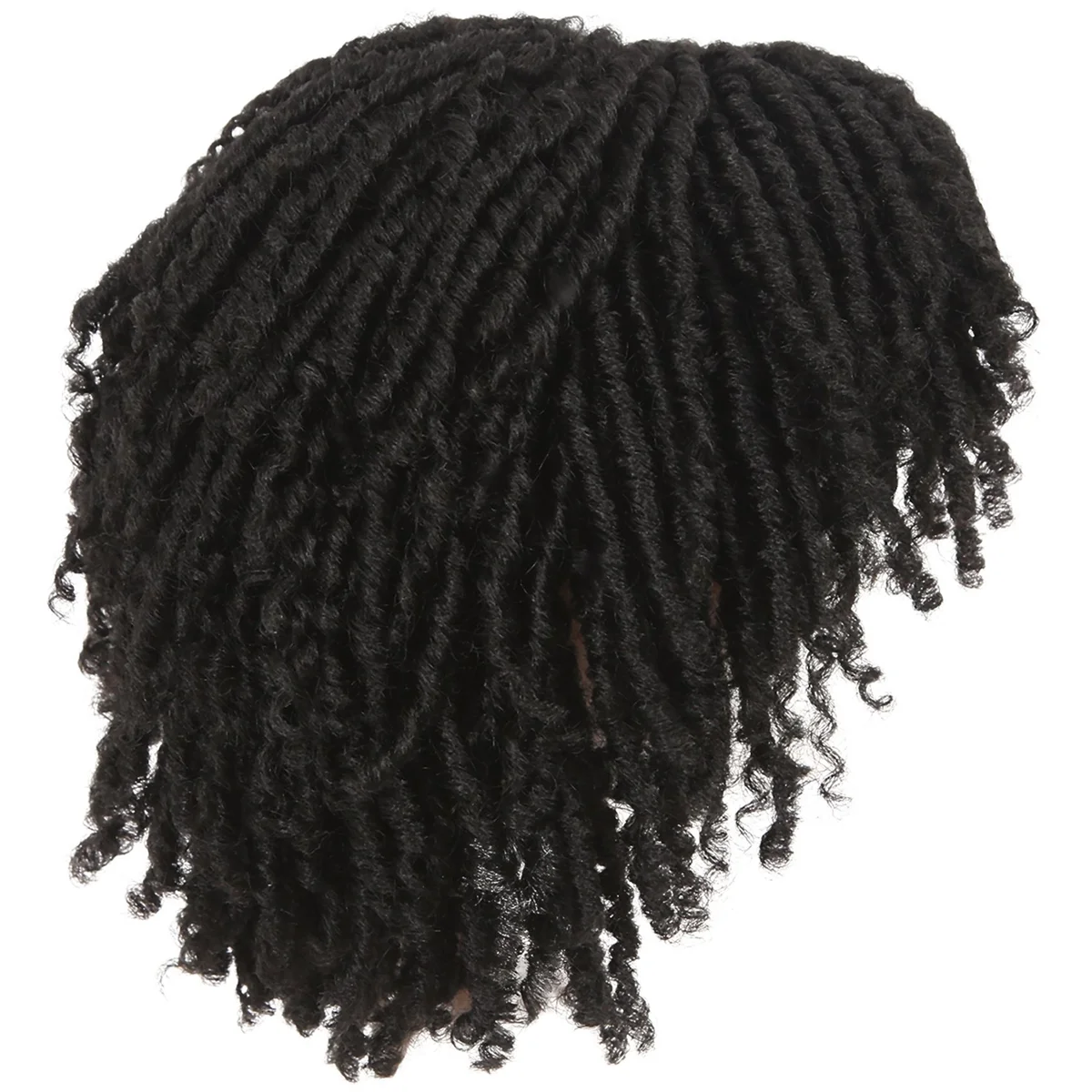 Peruca trançada suja para mulheres, Dreadlock perucas, cabelo curto encaracolado, fibra química, preto, oco, África