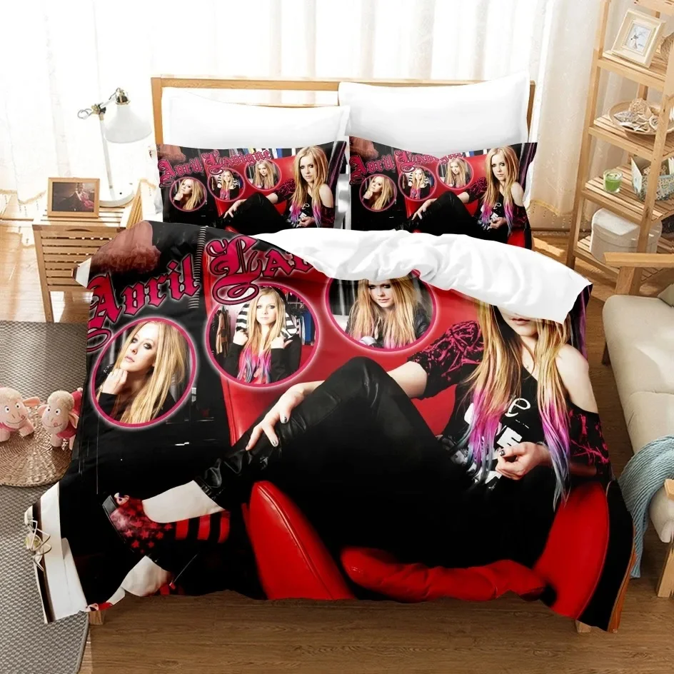 3D Printed Avril Lavigne Bedding Set Boys Girls Twin Queen Size Duvet Cover Pillowcase Bed Kids Adult Fashion Home Textileextile