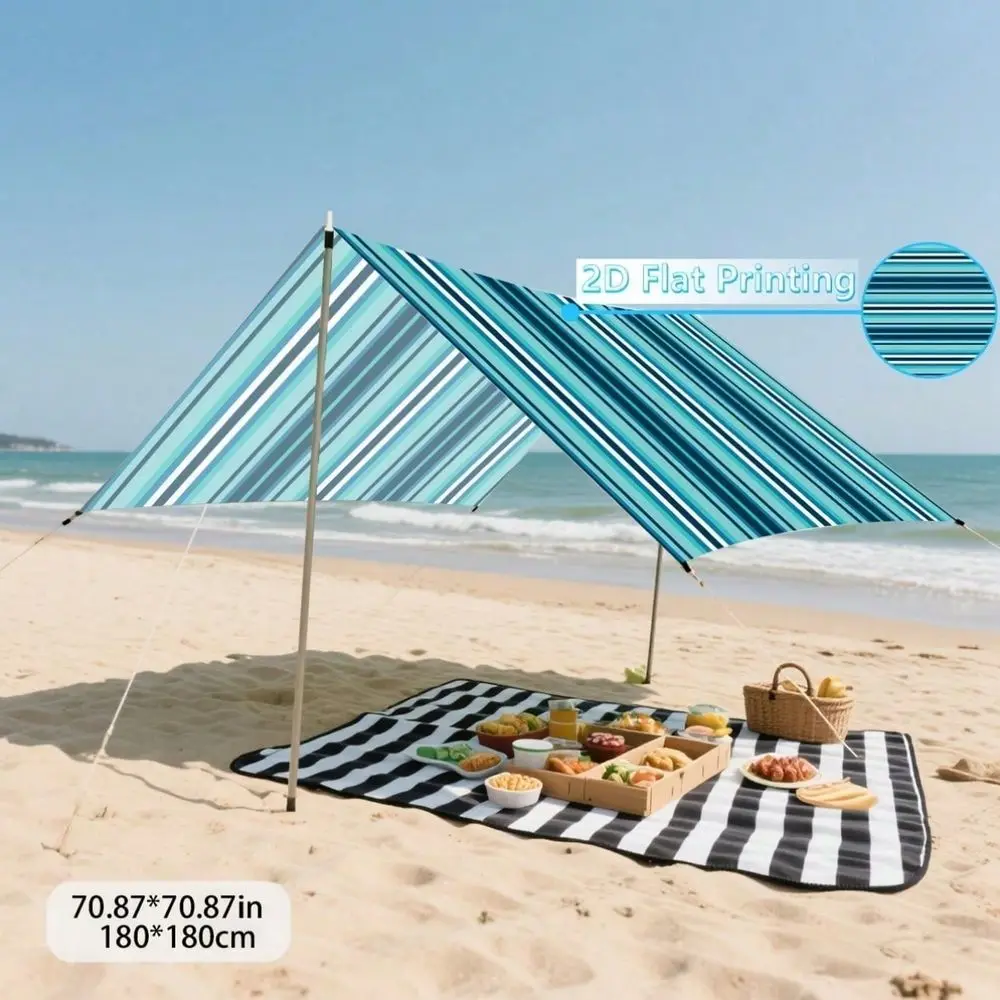 

Is A 2D Printed Outdoor Awning, Designed Specifically Patios And Camping. It Features A FadeResistant Blue Stripe Design And Is