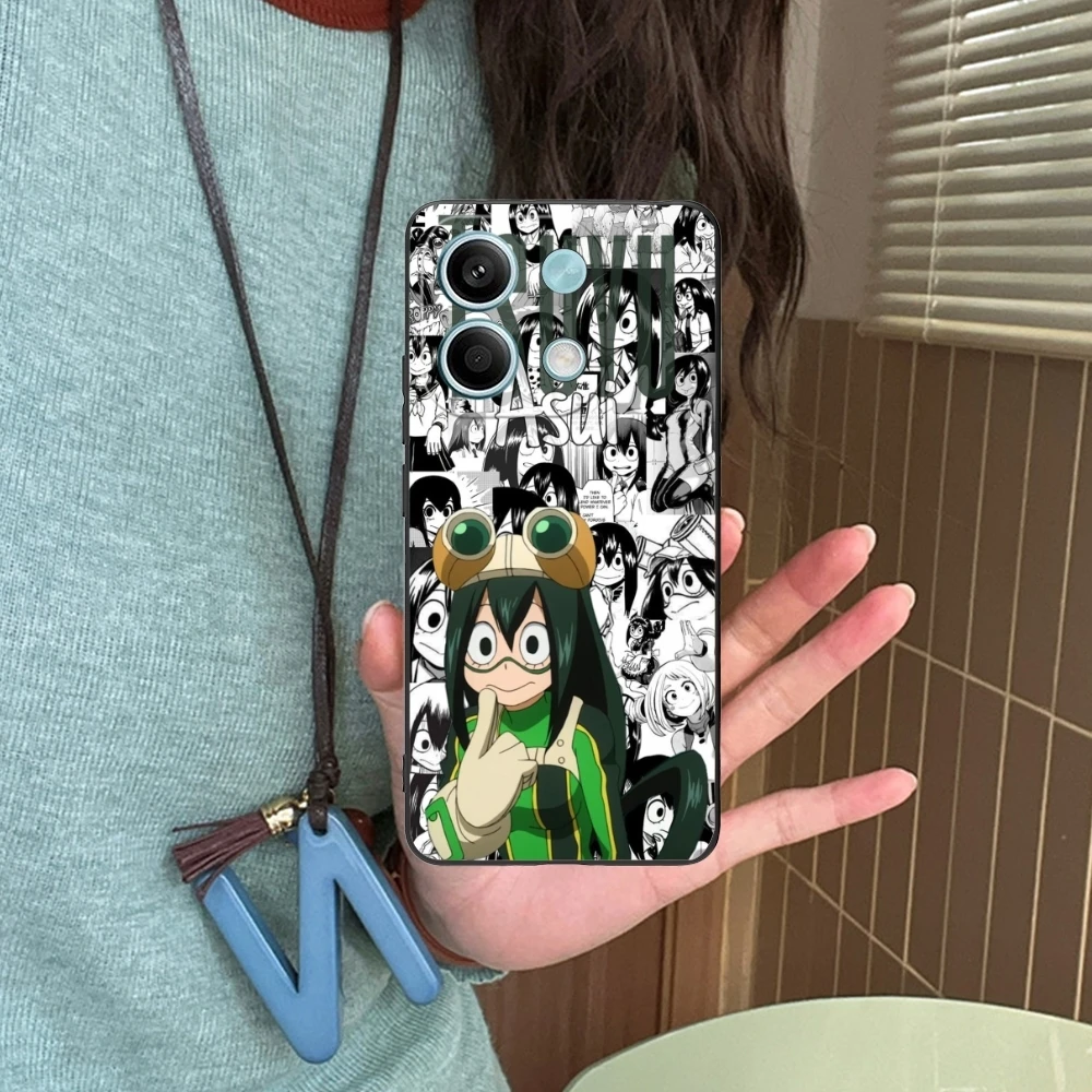 Hero Tsuyu Asui Froppy Cell Phone Case for Xiaomi Redmi Note 13 12 11 10 9 8 7 6 S A Pro Lite Plus 5G Black Phone Cover Shell