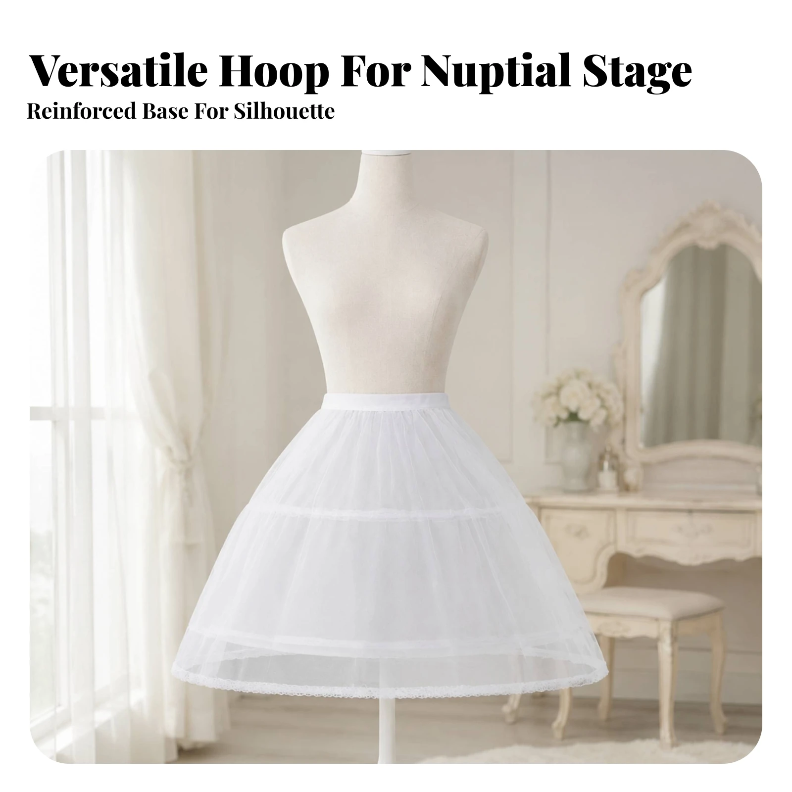 Waist-Length Petticoat with Steel Hoops Adjustable Lolita Petticoat Cage Skirt Single Layer Pannier Comfortable for Cosplayers