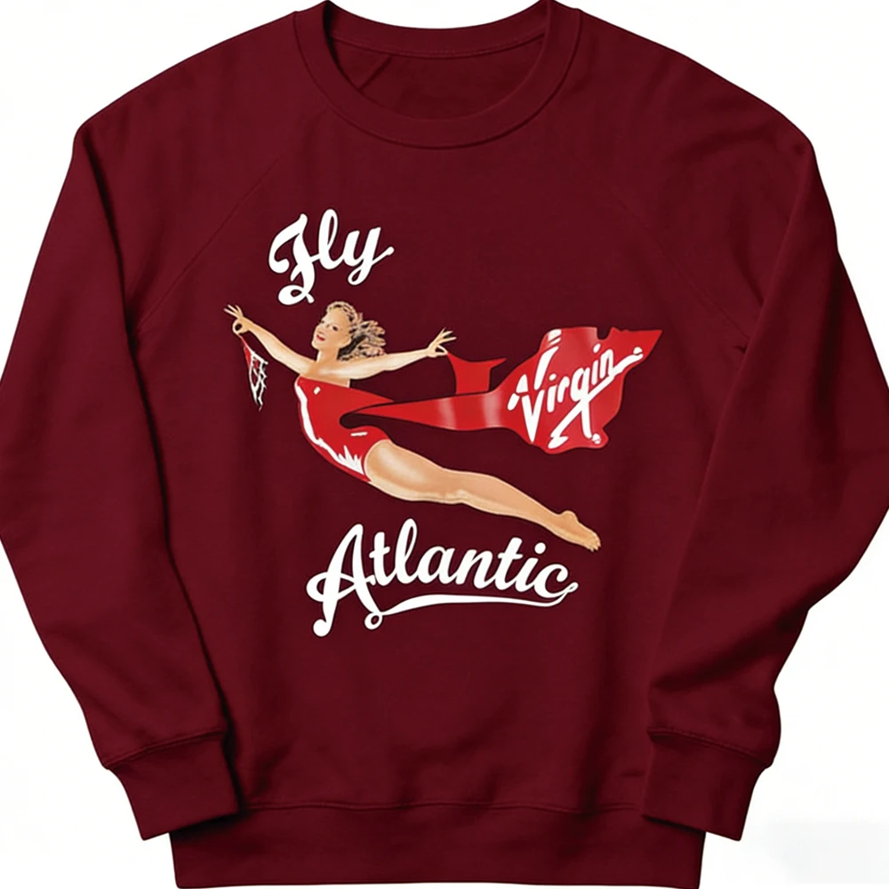 Fly Atlantic Princess Diana Sweatshirt Retro 80s Sporty Crewneck Winter Clothes Women Aesthetic Sweaters Casual Long Sleeve Tops