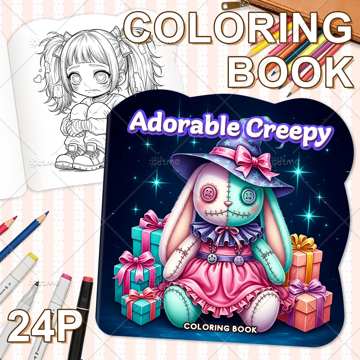 1pc Adorable Creepy Coloring Book for Adults Cute Cozy Daily Activities Irregular Patterns for Relaxation (Cozy Spaces Coloring)