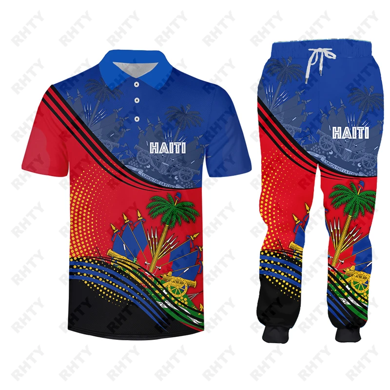 Country Emblem Flag Caribbean Sea Haiti Island Jacket Tracksuit Men 3D Print Pants Oversize Pullover Unisex Clothes Dropship