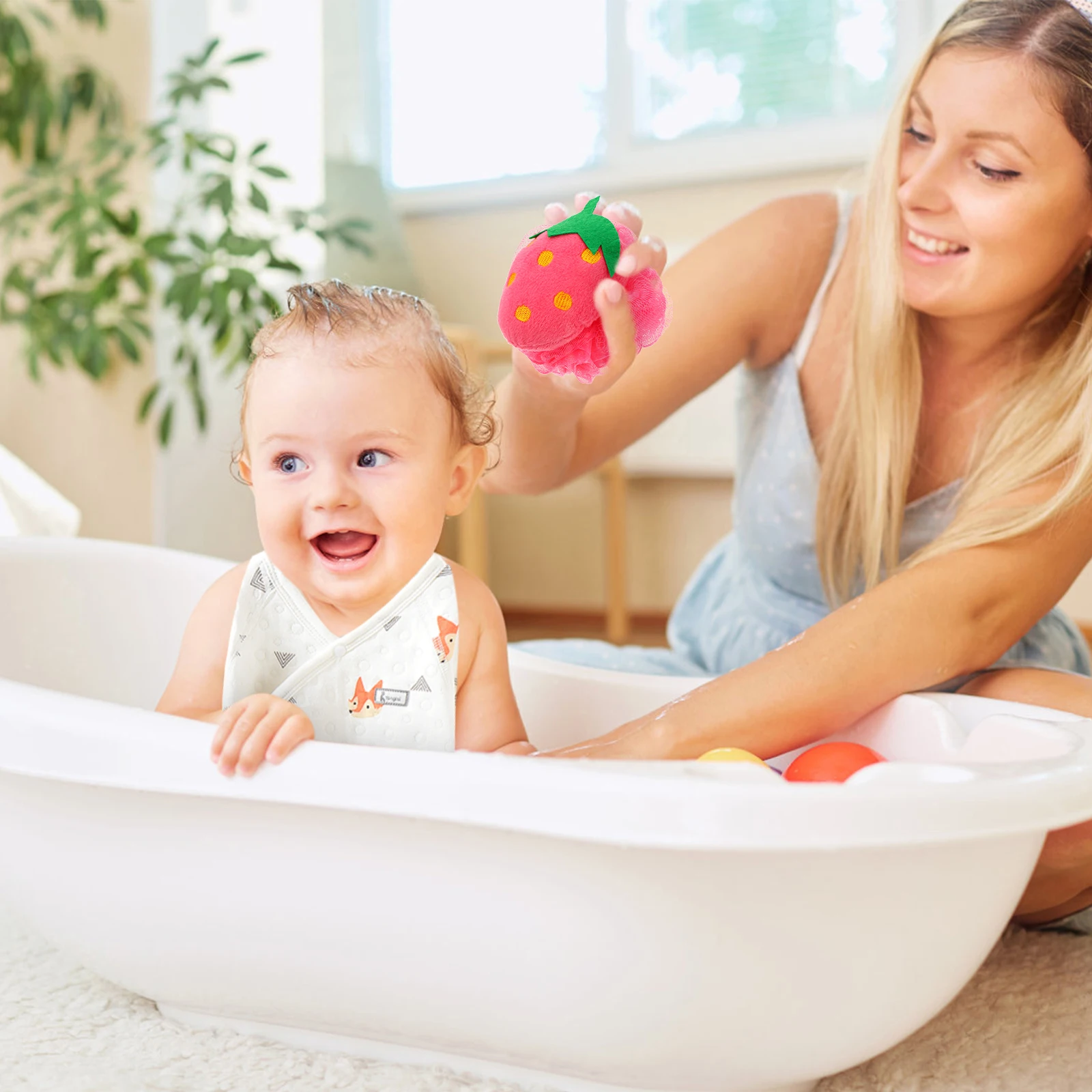 

4Pcs Mesh Bath Ball Fruit Design Cartoon Sponge for Children Shower Scrubber Body Cleansing Skin Care Bathtub Fruit Bath Ball