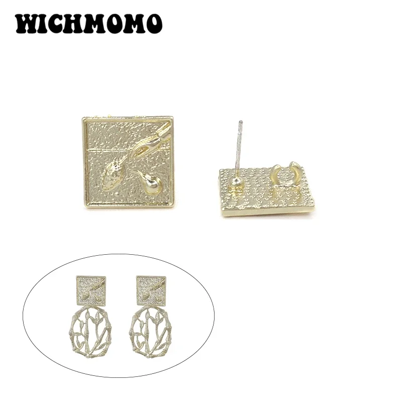 2021 New 15mm 6pcs High Quality Zinc Alloy Square Gourd Rice Ear Earring Base Connectors for DIY Earring Jewelry Accessories