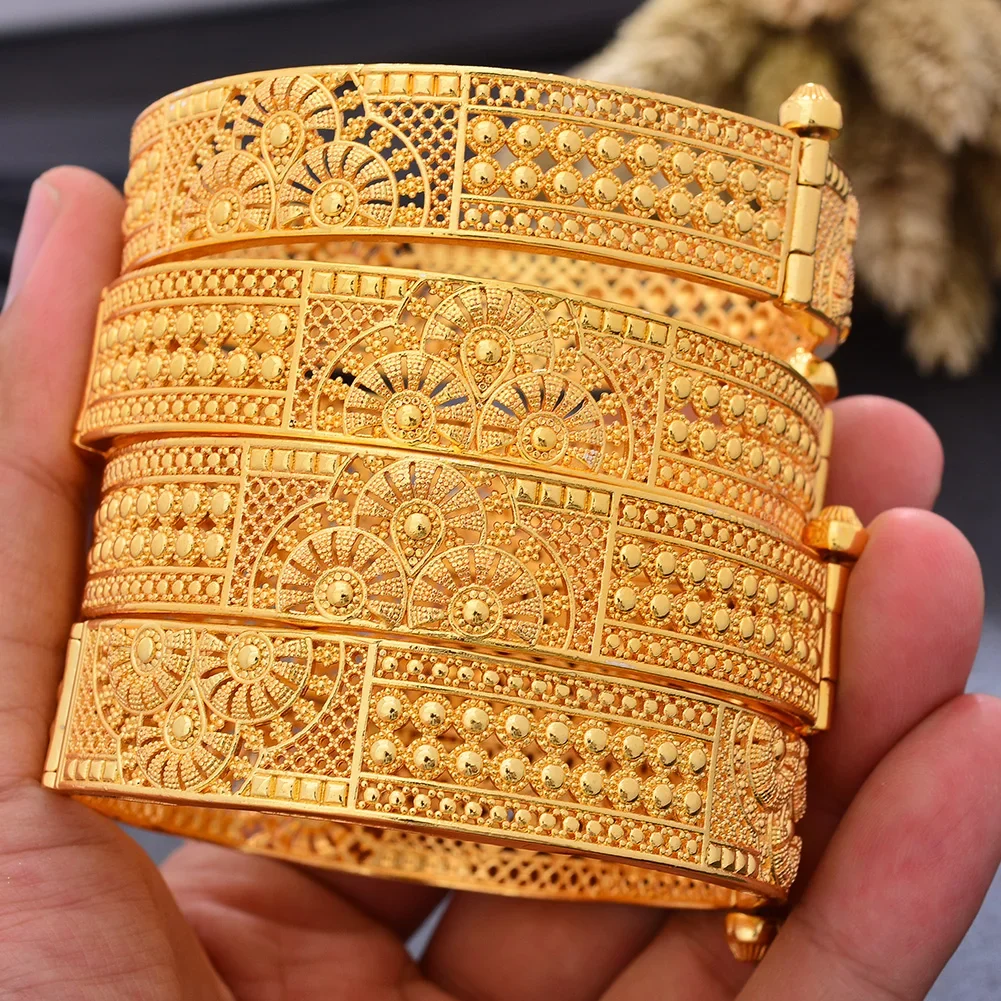 Luxury Indian Dubai Gold Color Bangles For Women Girls Dubai Wedding Bridal Bangles&Bracelet Bijoux français Jewellry For Women