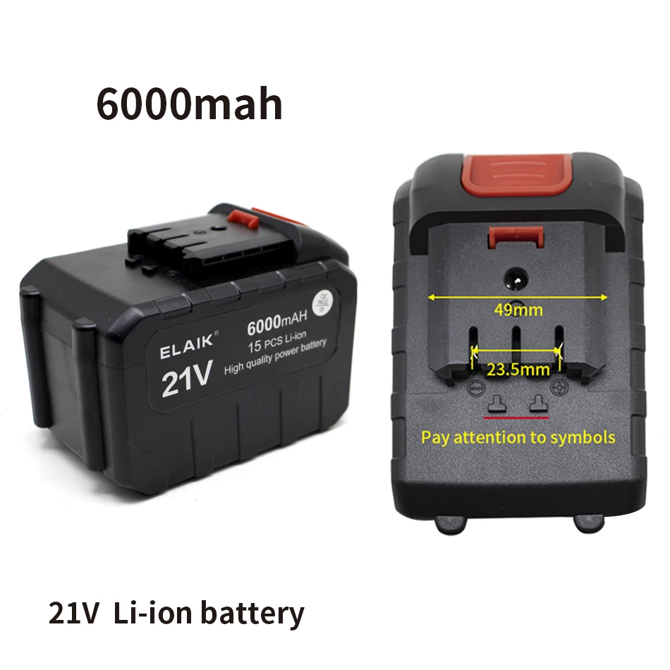 21V 6.0Ah Rechargeable Lithium Ion Battery High Capacity Cordless Electric Power Tool Battery Suitable QuanYou  Power Tool