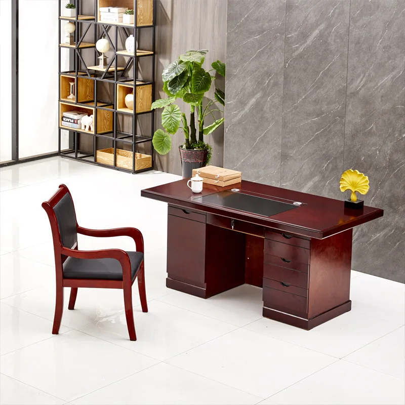 Simple modern pasted solid wood veneer manager supervisor computer desk desk desk single person