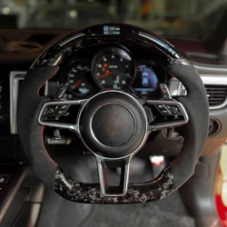 Carbon Fiber LED Steering Wheel Fit For Porsche Panamera 2017-2020/Macan /Cayenne 2015-2020/Cayman 2016/718 911 918 2016-2019