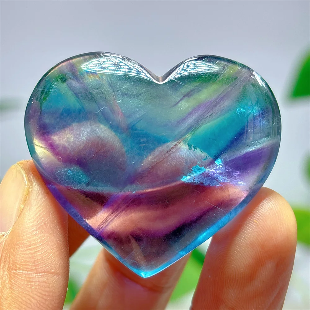 Rainbow Fluorite Heart Crystal Natural Stone Quartz Minerals Home Decoritems Reiki Gifts Energy Healing Lucky Auspicious Love