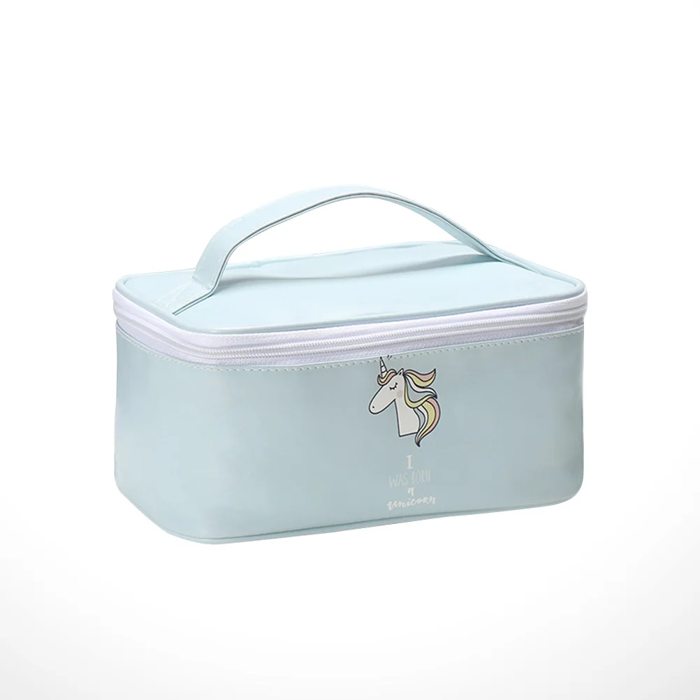

Blue Makeup Bags Unicorn Printing Storage Bag Multifunctional Pouch Portable Handbag Tote Case Square Toiletry Bag