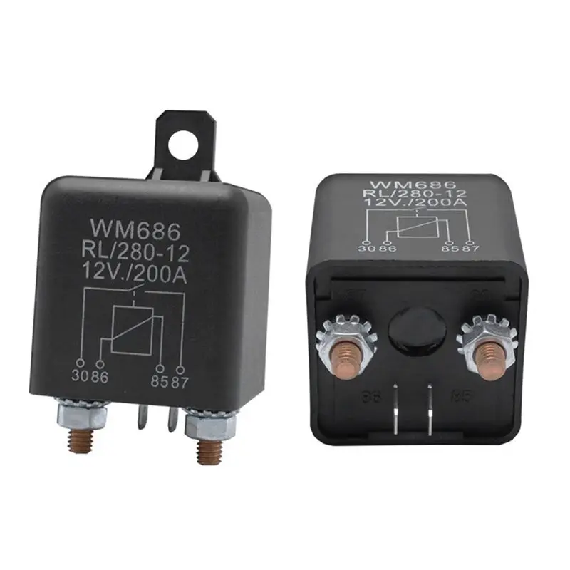 A04E-2X Battery Isolator Relay 12V 4-Pin WM686 Start Relay Car ON/OFF Switch Normally Open Relay RL/280 200A
